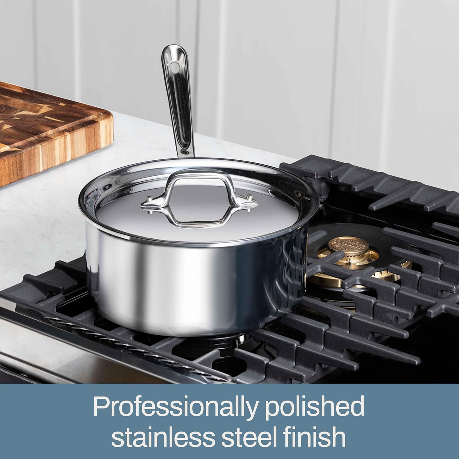 All-Clad 4202 Stainless Steel Tri-Ply Bonded Dishwasher Safe Sauce Pan with Lid/Cookware, 2-Quart, Silver image number 3