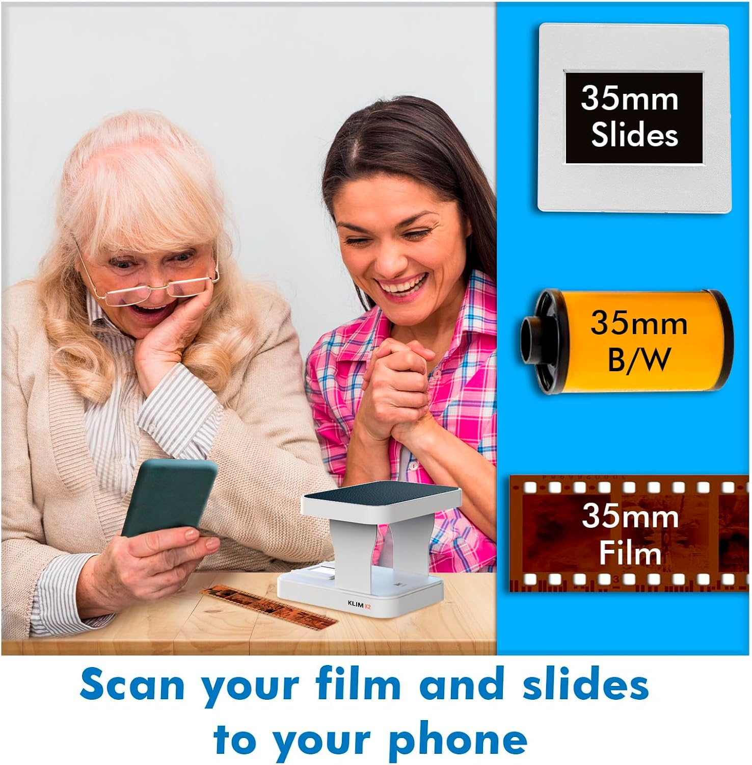 KLIM K2 Mobile Film Scanner - New Version - 35Mm Positive & Negative Slide and Photo Scanner - Essential Color Film Developing Kit - Create Your Own 35Mm Developing Service at Home - White - White image number 4