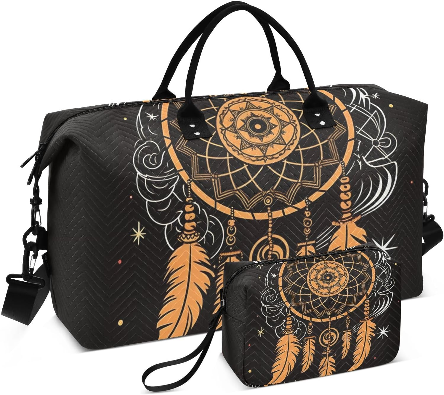 XYMZR Large Travel Duffel Bag, Orange Dreamcatcher Sports Tote Gym Bag, Shoulder Weekender Overnight Bag for Women Men, Carry on Luggage with Toiletry Bags, Multi-Colored, Multi-Colored image number 6