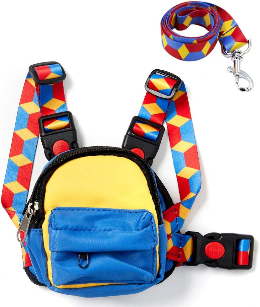 Icicecream Dog Backpack Harness with Leash Backpack for Dogs Adjustable Dog Pack Reflective Strips Night Safe Outdoor Travel Hiking Walking Harness Backpack for Small Medium Dogs
