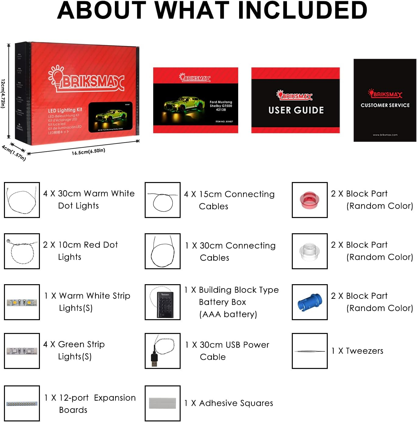 BRIKSMAX Led Lighting Kit for Techinc Ford Mustang Shelby GT500 - Compatible with  Technic Car Set 42138 Model- Not Include the  Set image number 5