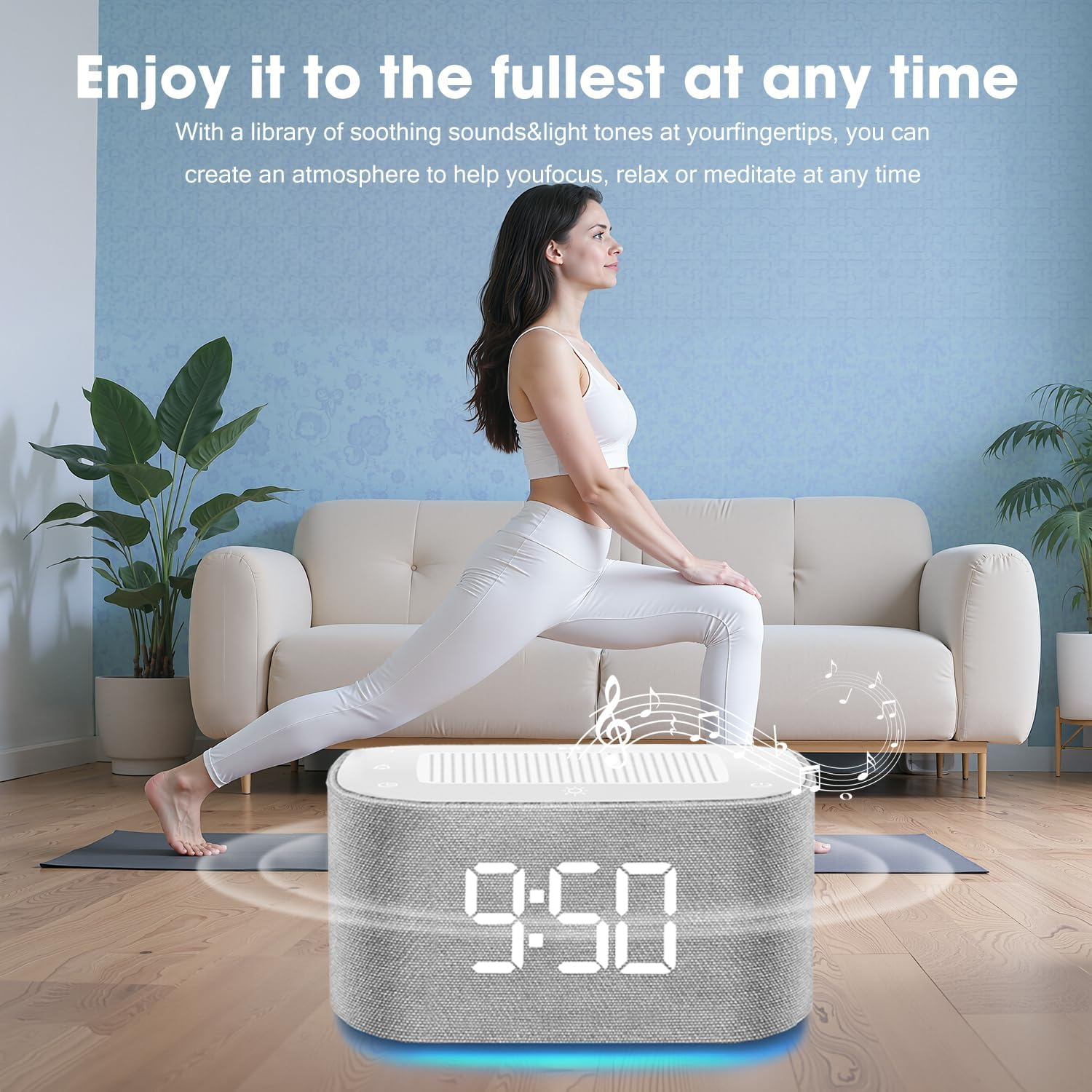 WEKUBA White Noise Machine & Alarm Clock 2-In-1，32 Soothing Sounds, 8 Night Lights, App Control, USB Rechargeable, for Adults & Baby，Usb Rechargeable, Portable Sound Machine for Home, Travel image number 4