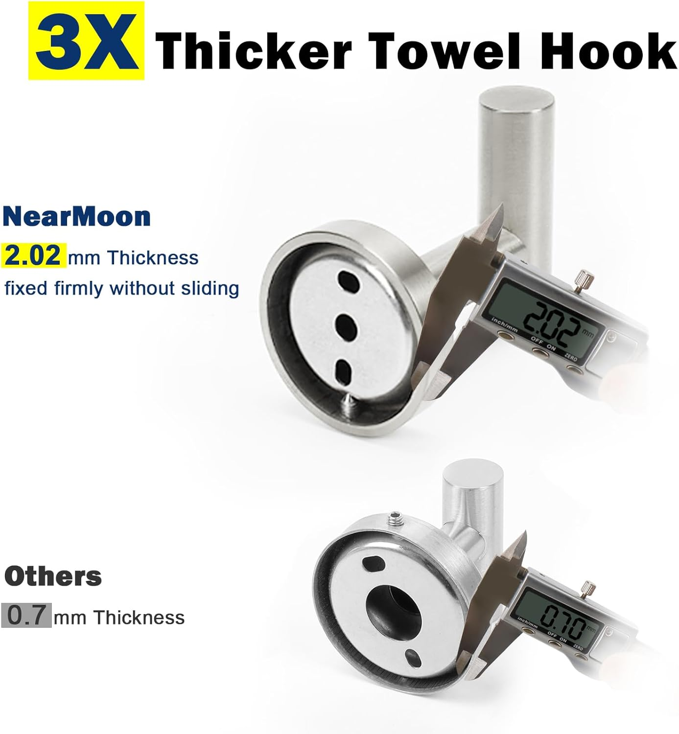 Nearmoon Bath Towel Hooks- SUS 304 Stainless Steel Robe Hook Holder, Heavy Duty Coat Hook for Bathroom Livingroom Hotel Kitchen Garage, Wall Mounted- 4 Pack (Brushed Nickel)