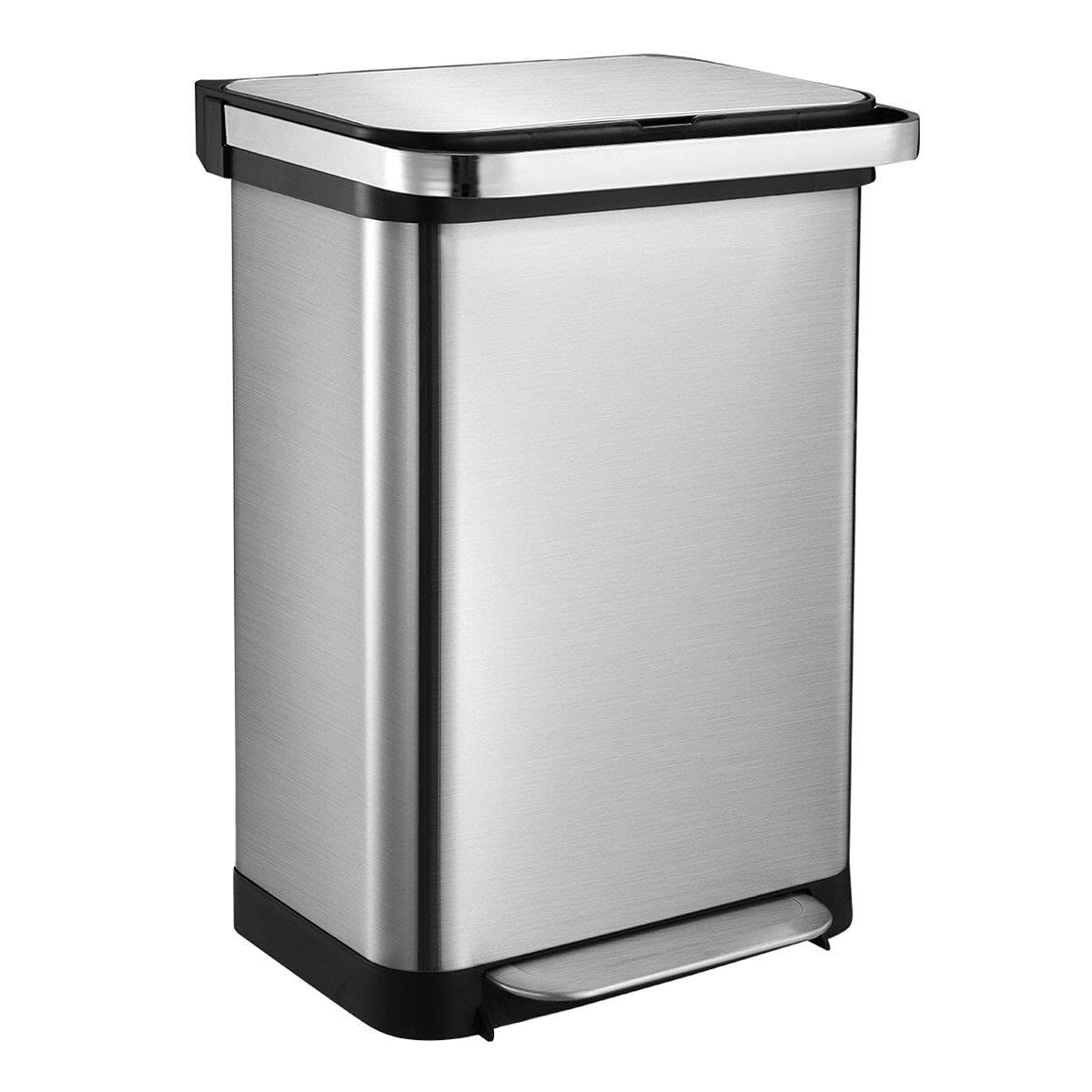 32L Trash Bin with Wheels Foot Pedal Rubbish Bin Recycle 3 Tiers Garbage Kitchen Waste Bin with Remove Inner Bucket Office Indoor