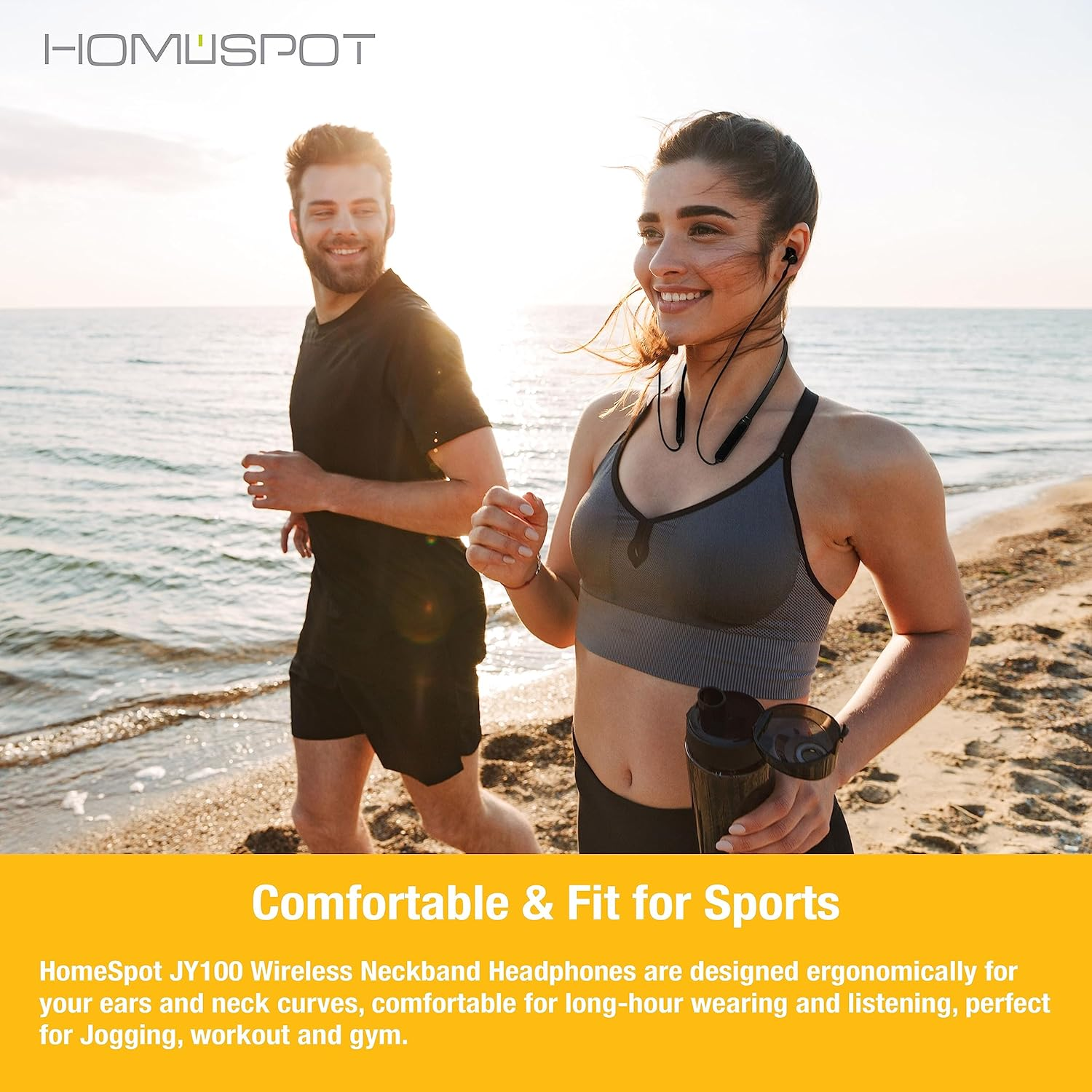 Homespot Neckband Wireless Earbuds Aptx Low Latency Bluetooth 5.1 Headphones Qualcomm&reg; CVC&trade; for Gym, Running, Gaming & Meeting Compatible with Iphone, Samsung Galaxy, Motorola, Google image number 5