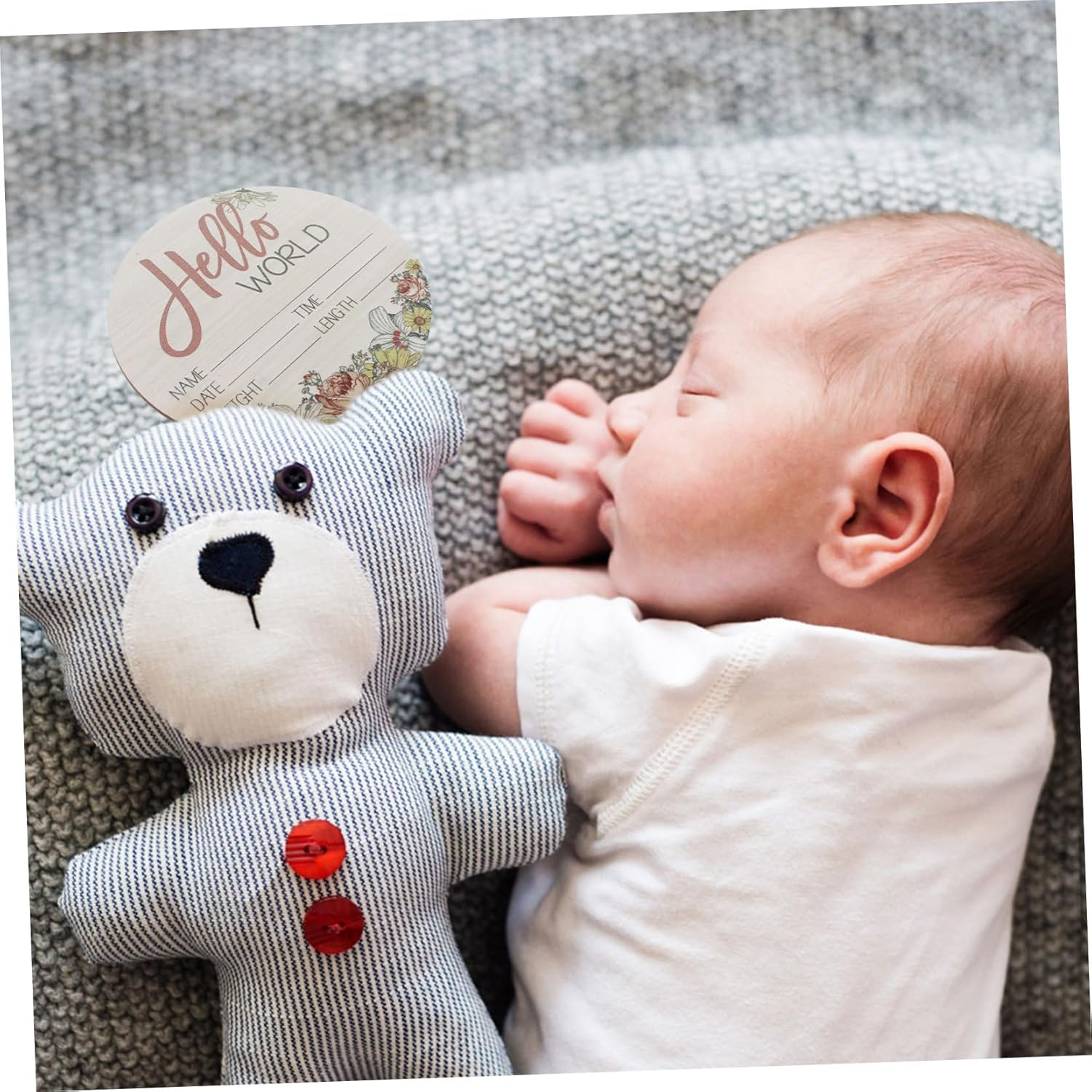 Wooden Birth Announcement Sign Photo Prop Premium Durable Material Handwrite Growth Details Newborn Welcome Plaque for Shower Nursery Decor image number 2