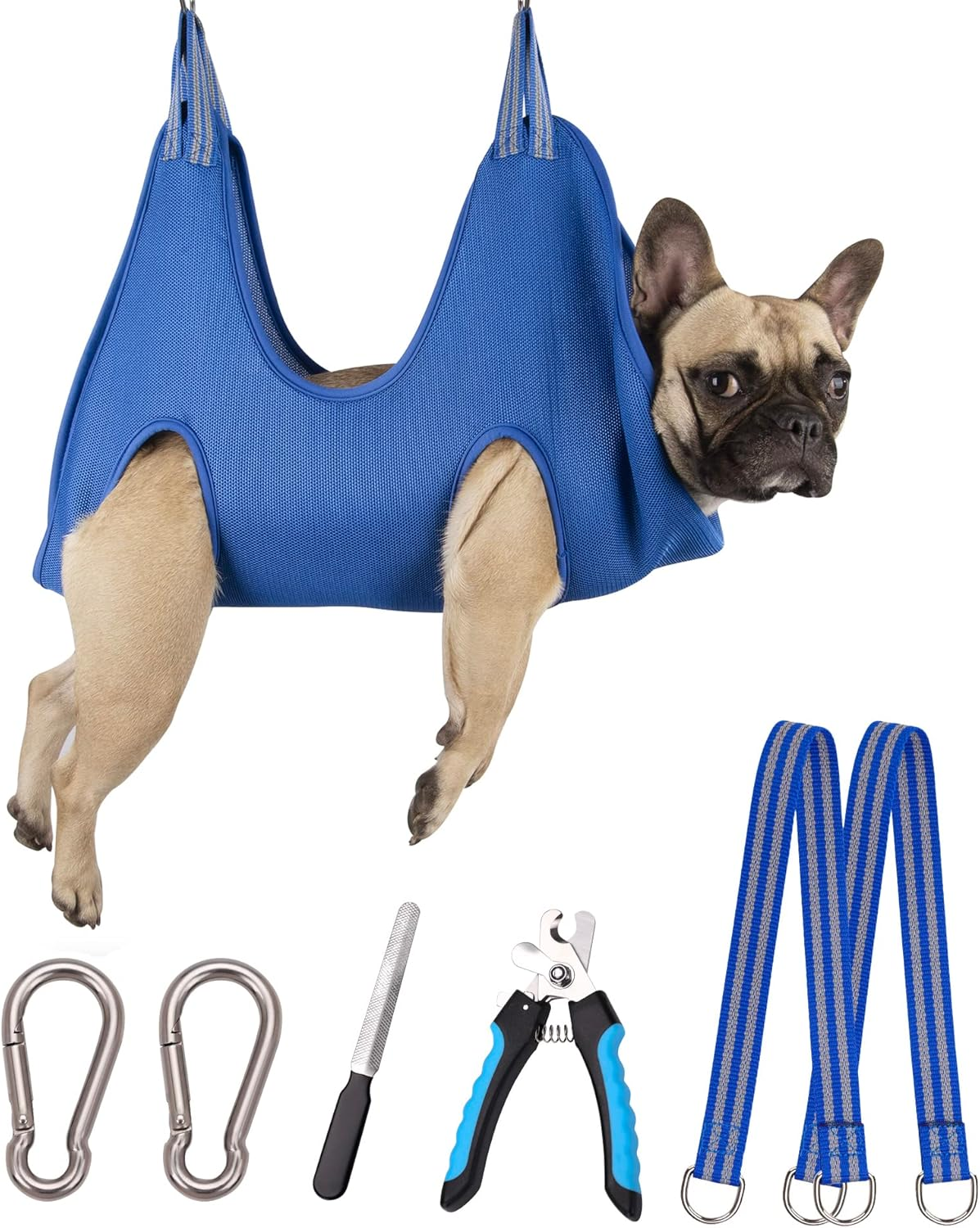Kkiimatt 10 in 1 Pet Grooming Hammock Harness with Nail Clippers/Trimmer, Nail File,Dog Nail Hammock, Dog Grooming Sling for Nail Trimming/Clipping