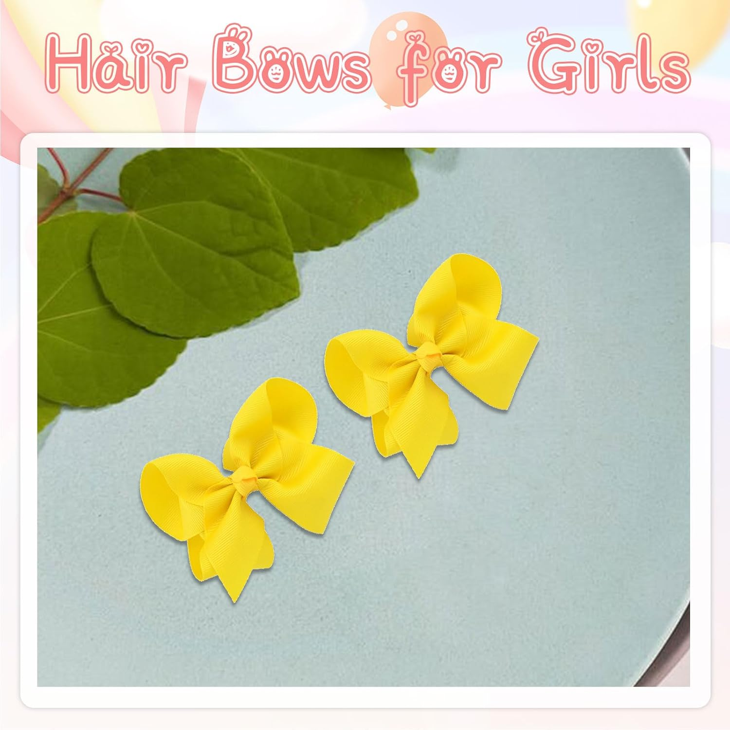 Cosmeria Yellow Hair Bows for Girls, Set of 2, Handmade from Grosgrain with Alligator Clips, Perfect for Nursery and Gift Ideas image number 6