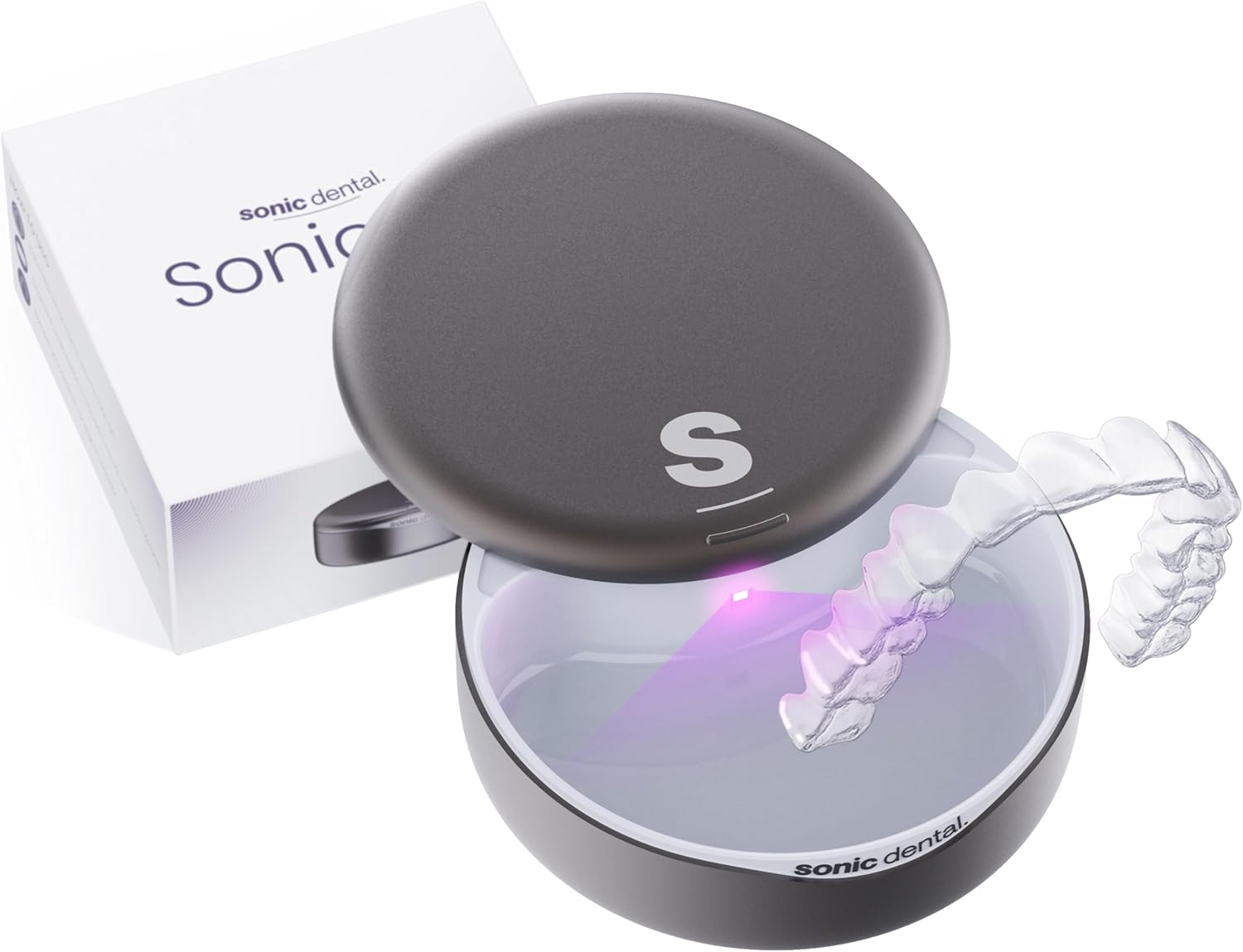 Sonic Go Aligner & Retainer Cleaner Case &ndash; Portable Dental Appliance Cleaner for Aligners, Guards & Toothbrush Heads &ndash; Metal, USB-C, Long Battery Life image number 1