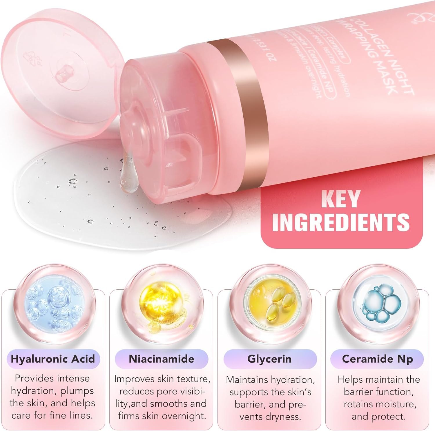 Smyrna Store Collagen Peel-Off Overnight Mask 75Ml with Applicator &ndash; Hydrating, Firming & Glow Skincare for Wrinkle Reduction image number 1