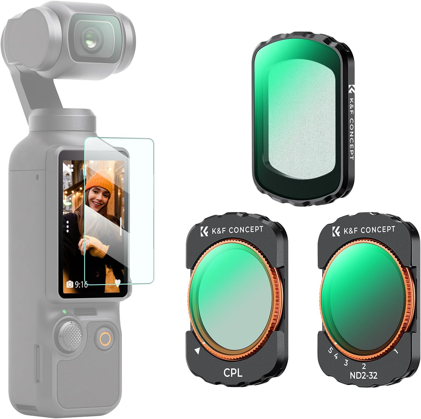 K&F Concept Magnetic Effect & ND & CPL Filter Set Compatible with DJI Osmo Pocket 3, 3 Pack CPL Black Diffusion 1/4 ND2-32 Filters Accessories, HD Optical Glass/Multi-Coated image number 4