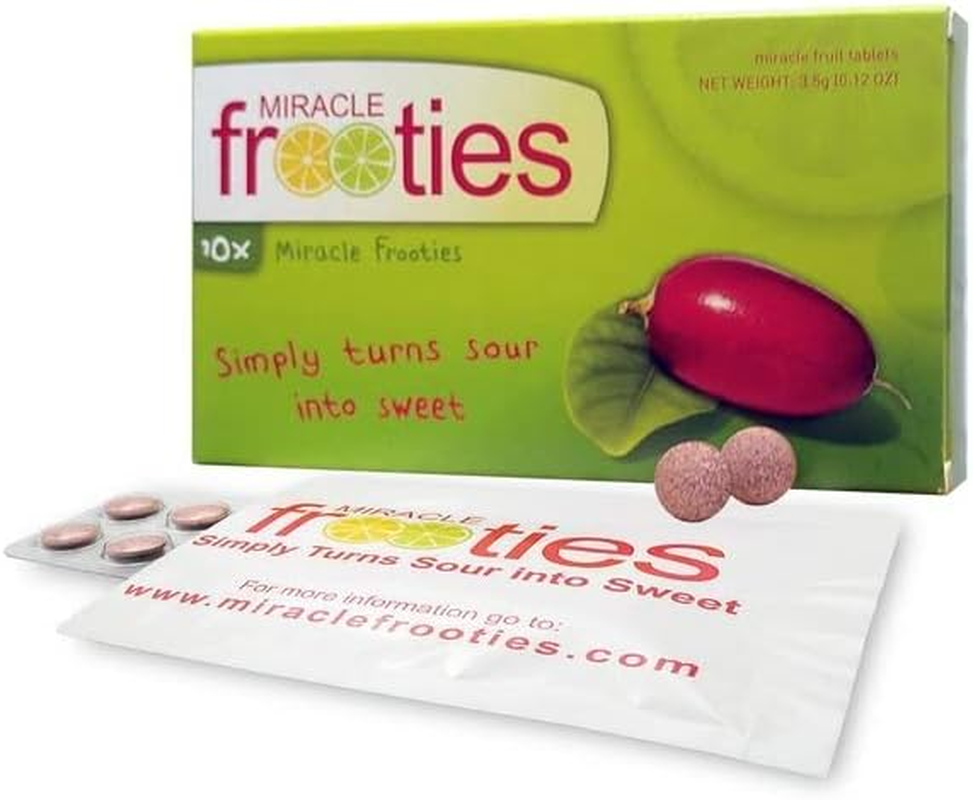 Miracle Frooties, Large Miracle Berry Tablet, 100% Natural Grown Miracle Fruit, Turn Sour Sweet, Change Taste Buds, Flavor Tripping, Tiktok Magic Miraculin, Sugar Free, 20 Count (Pack of 2-Yellow