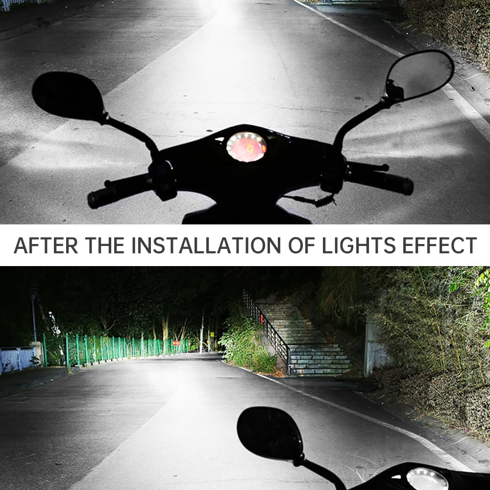 Windance 2Pack, H4 LED Bulb 1200LM 13W with Lens, Hi/Lo Beam Super Bright 12V-80V Daytime Running Light Bulbs for Motorcycles E-Bike Scooters ATV UTV Pit Bike(White, H4) image number 5