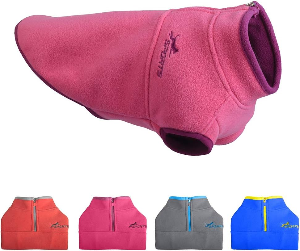 YIEPAL Cold Weather Fleece Dog Vest for Small Dog Half Zip Pullover Puppy Sweater Winter Warm Coat Clothes for Dog, Pink/Purple, Small/Medium