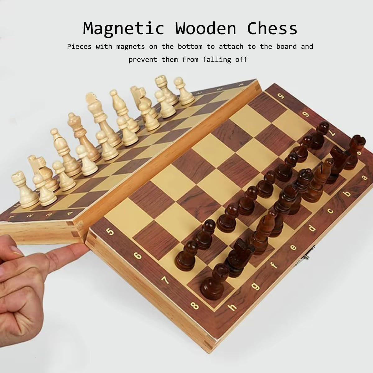 11.4 Inch Chess Sets, Magnetic Wooden Chess Set, Board Game for Adults and Kids, with 24 Cherkers Pieces Extra & 2 Extra Queens,Portable Travel Chess Board Game Sets image number 3