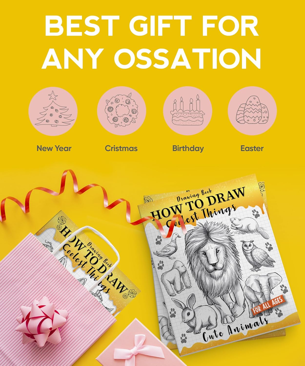 How to Draw Coolest Things Cute Animals: Step-By-Step, Fun, and Easy Sketching Guide for Kids. Learn to Draw Dogs, Cats, Lions, Elephants, Dolphins, and More! image number 4