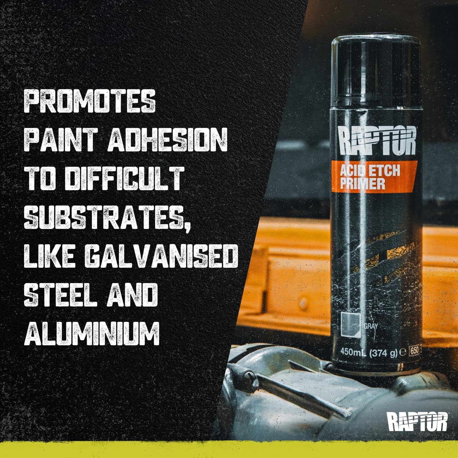 RAPTOR Acid Etch Primer Aerosol, Etch and Prime Bare Metal in One Step, High Atomization Nozzle, Can Be Directly Topcoated, Compatible with Wide Range of Top Coats, 330G, Grey image number 2