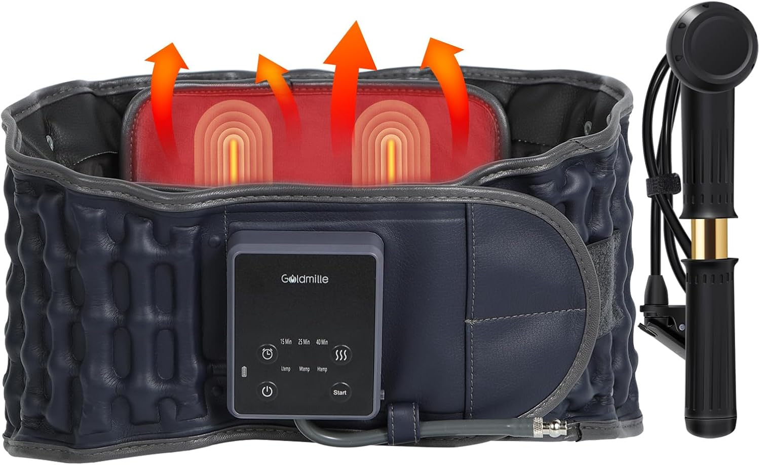 Goldmille Decompression Blet with Heat & Massage for Lower Back Pain Relief, Inflatable Back Massager Belt Lumbar Support, One Size Fits 29-49 Waist image number 5