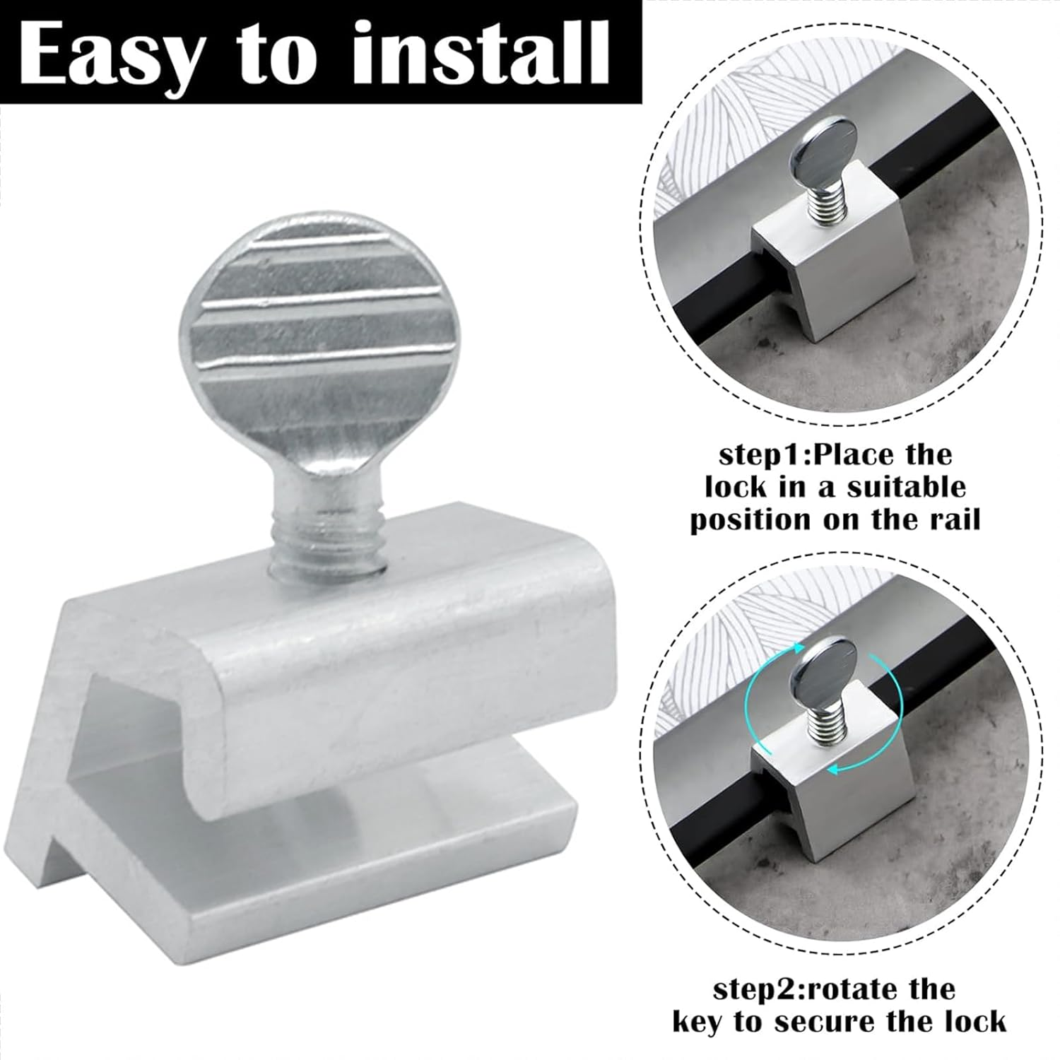 Yeanifeana 10 PCS Single Hole Locks Adjustable Window Safety Locks for Horizontal Sliding Windows, No Drill Easy Install Aluminum Sliding Window Latches image number 2