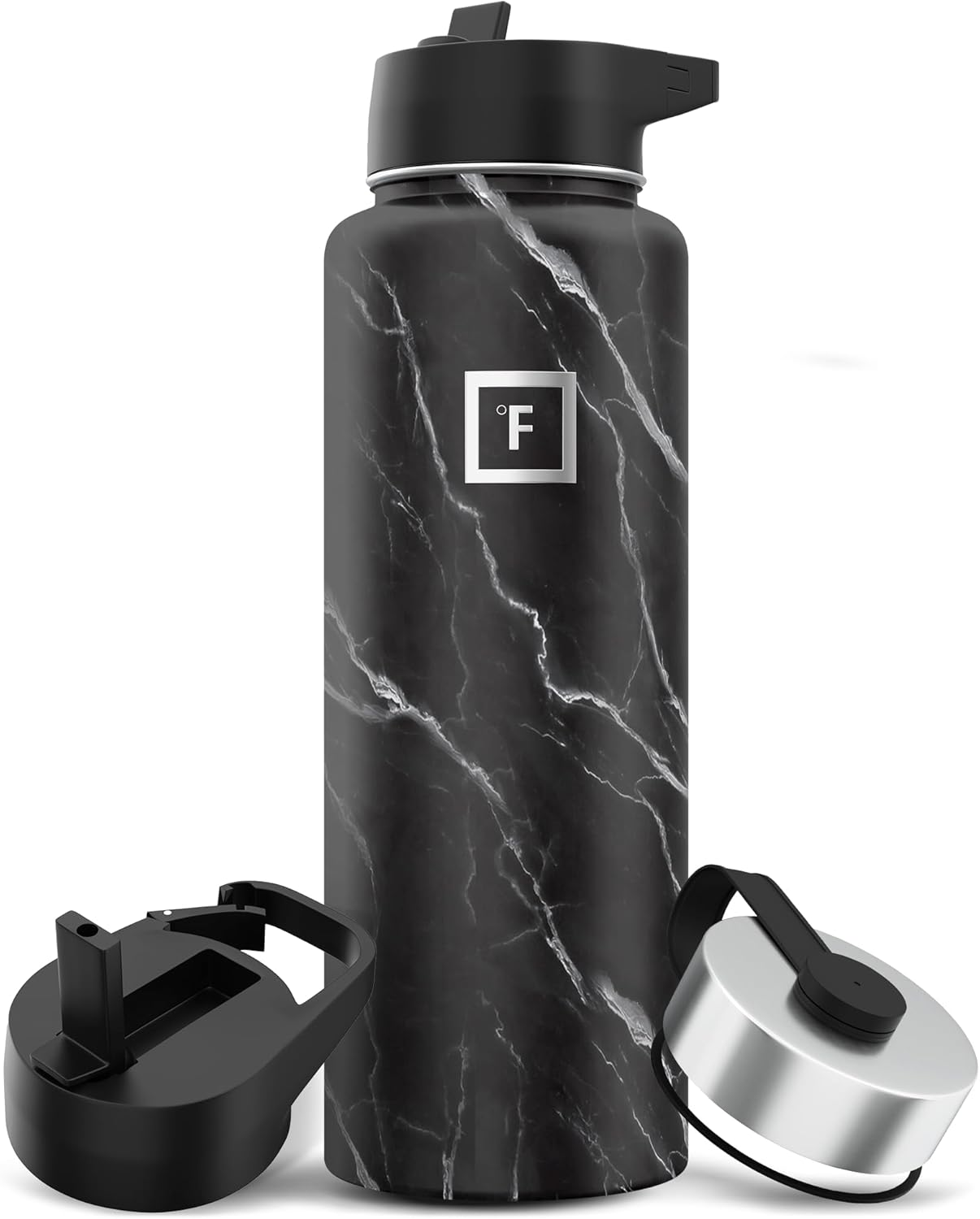 IRON &deg;FLASK Sports Water Bottle - 40Oz, 3 Lids (Straw Lid), Leak Proof - Stainless Steel Gym & Sport Bottles for Men, Women & Kids - Double Walled, Insulated Thermos, Metal Canteen