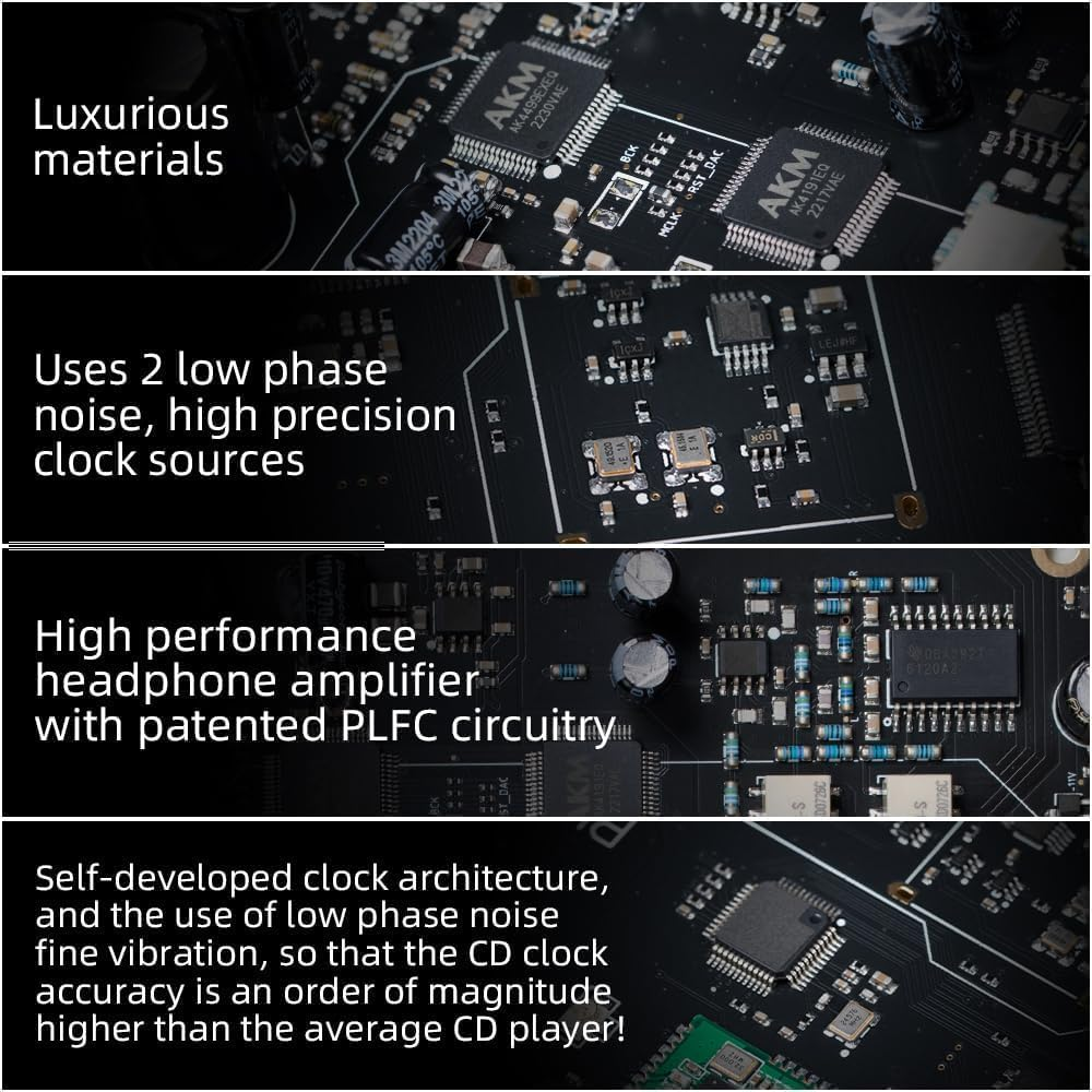 SMSL PL200 MQA CD Player DAC AK4499EX Chip USB Bluetooth 5.1 Headphone Amplifier Supports 32Bit/768Khz DSD512 USB/CD Player Input Fully Balanced Decoding DAC Preamp,With Remote Control (Silver) image number 6