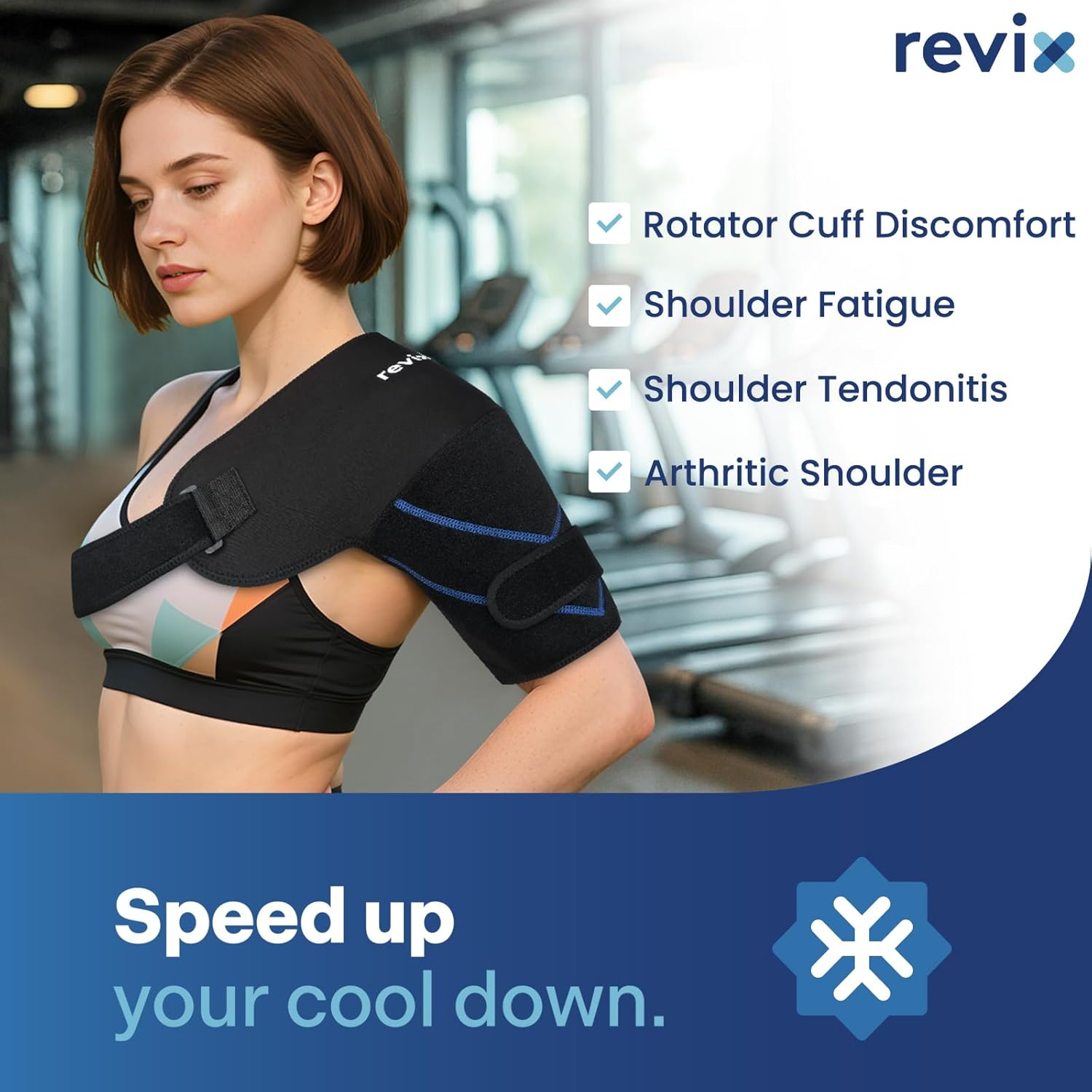 REVIX Shoulder Ice Pack Wrap, 2 Gel Packs+1 Shoulder Brace for Rotator Cuff and Arm, Reusable Gel Cold Therapy Wrap for Discomfort Relief & Muscle Relaxation, Easy to Wear & Remove image number 2