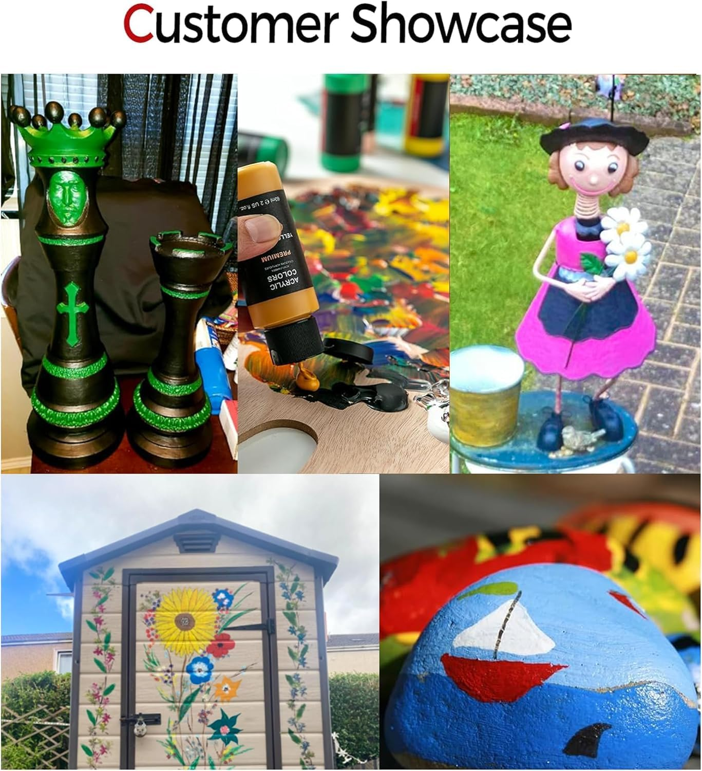 Fantastory Acrylic Paint Set, 24 Colors(2Oz/60Ml), Professional Craft Paint, Art Supplies Kit for Adults Canvas/Fabric/Rock/Glass/Stone/Ceramic/Model/Wood Painting with 12 Brushes image number 2