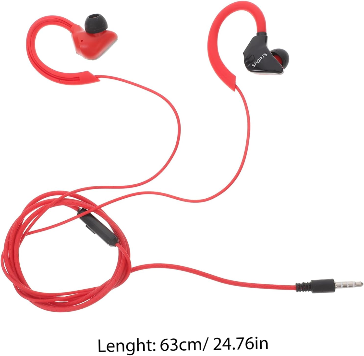 HEALSOPTHY Wired Ear Hook Earphones for Running Noise Isolating Sweat-Proof Corded Earbuds for Active Lifestyle Red Wired Headset for Cell Phone Sports image number 4
