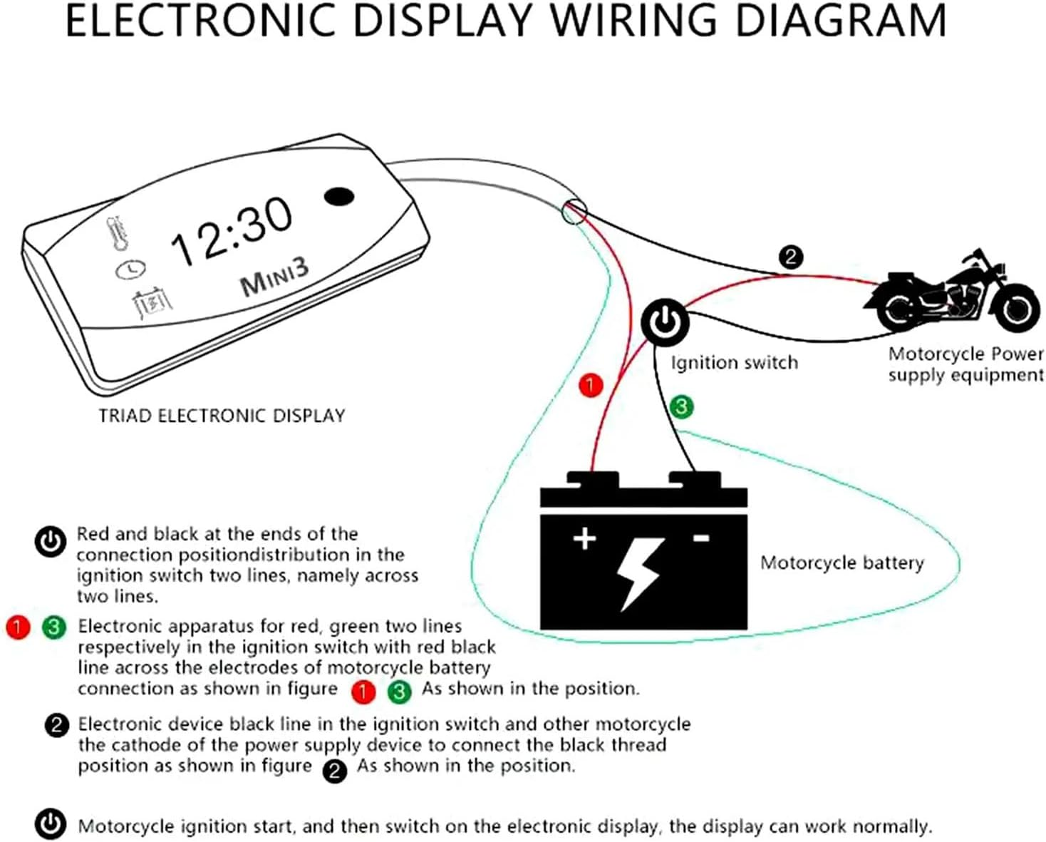 Meichoon 3 in 1 Car Digital Clock Voltmeter Thermometer 12V Waterproof Battery Voltage Monitor LED Large Screen Display for Motorcyclea Electric Vehicles White image number 1
