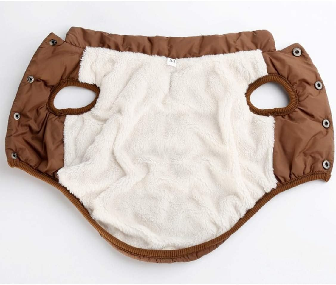 Dog Cosy Fleece Jacket Winter Lined Coat Clothes Warm Padded for Small Medium Large Dogs (Coffee, L) image number 1