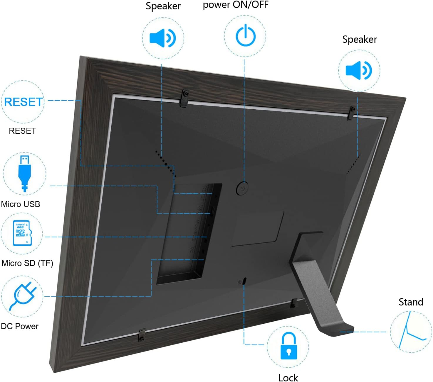 Luvlink Digital Photo Frame! Brown Smart Frameo Wifi Connected Photo Frame - 10 Inch, 1280X800, 16 GB. Send Photos to Your Loved Ones from Anywhere! image number 5