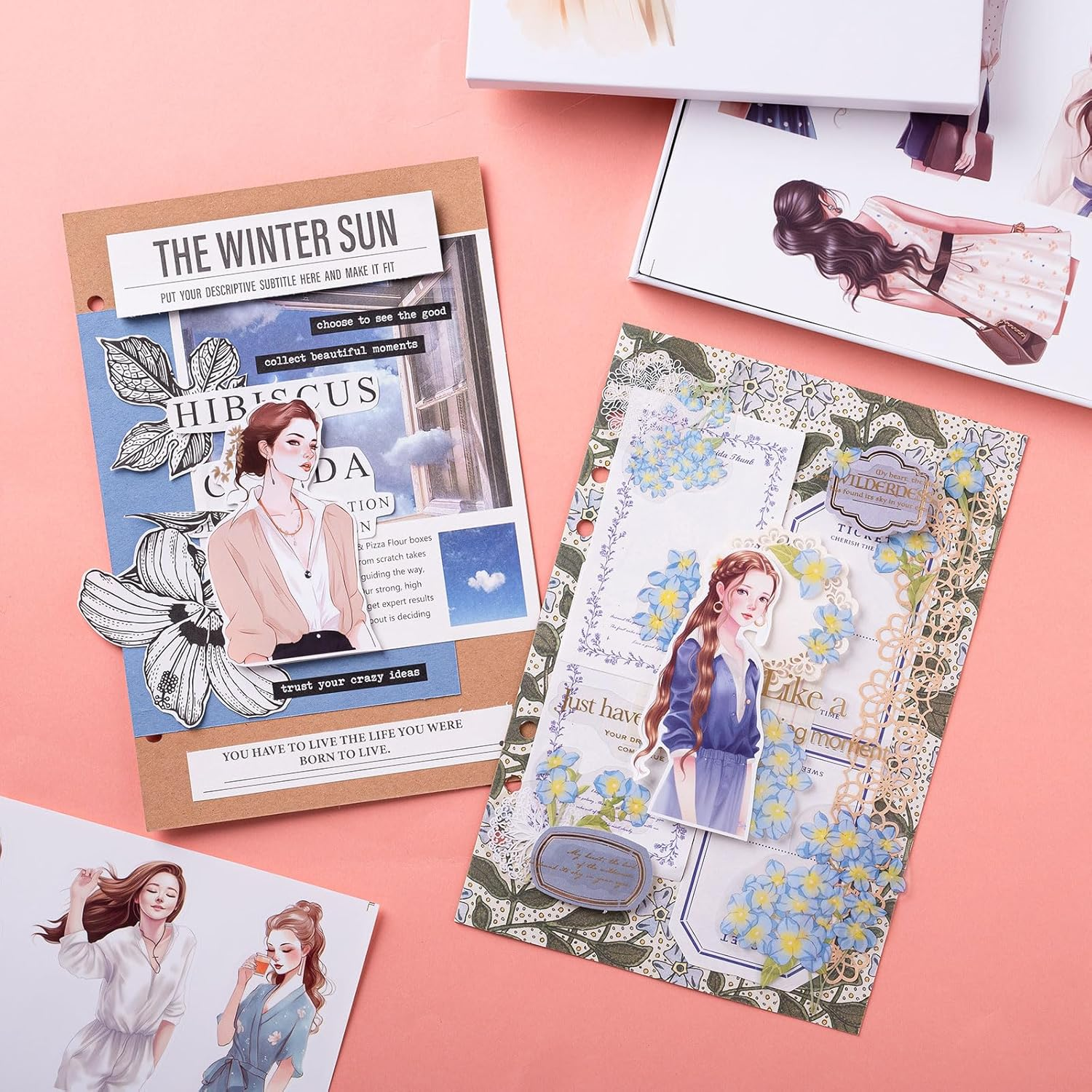 JOYCHOIC Scrapbook Stickers Set,100Pcs Aesthetic Sticker for Scrapbooking and Journaling Water Bottles, Junk Journal Supplies, Bullet Journals Materials, Planner Arts Craft Collage People - With Pets image number 2