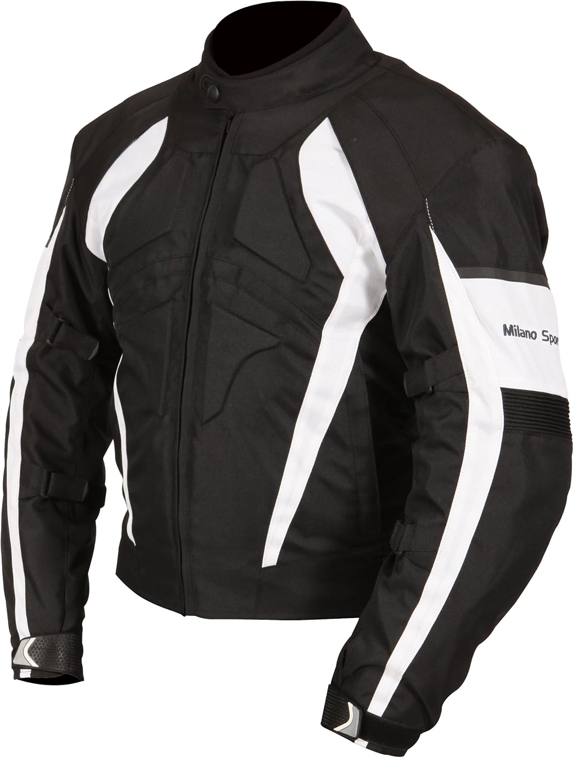Milano Sport Gamma Motorcycle Jacket with White Accent (Black, Large) image number 3