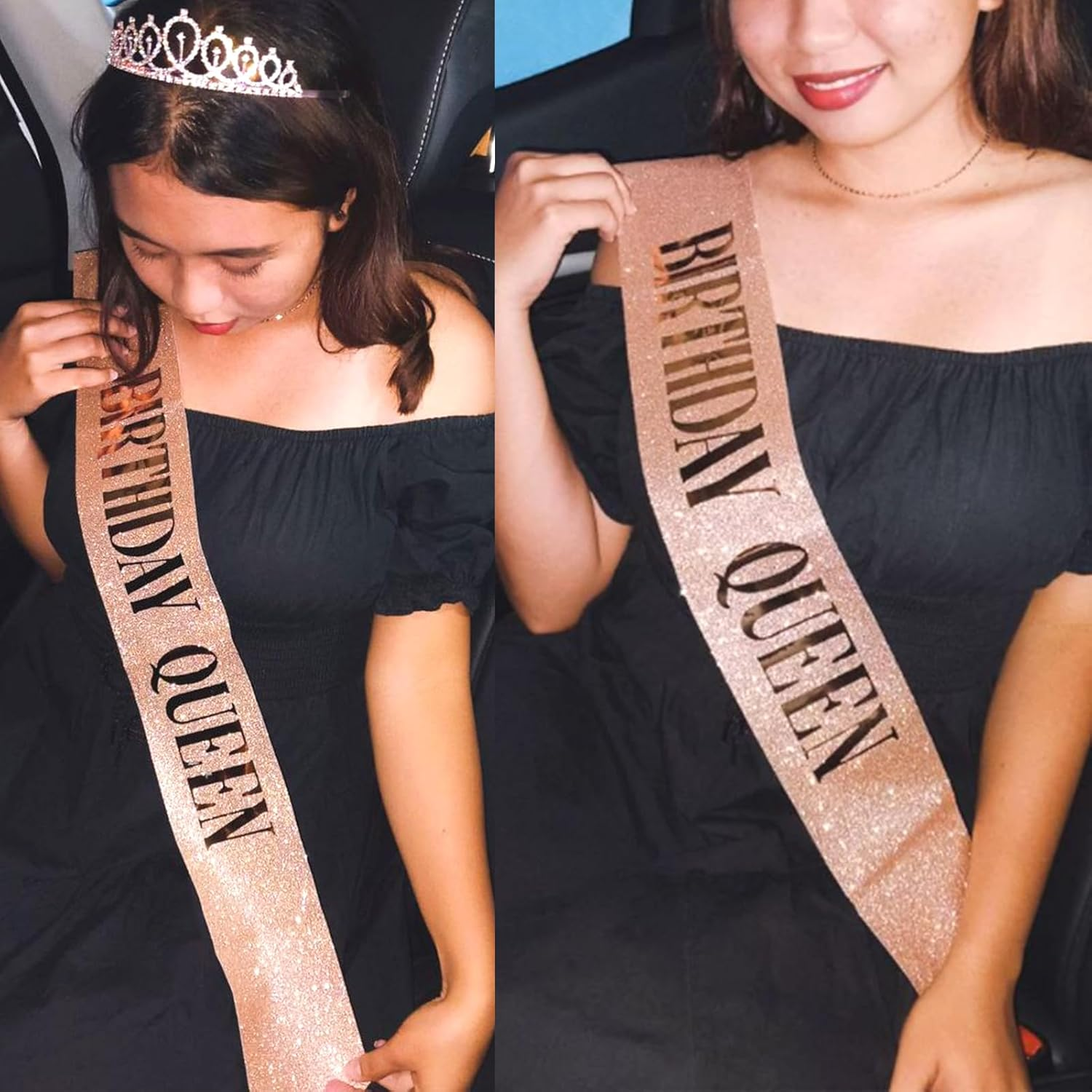 BLUPLE Birthday Queen Sash Rose Gold-Queen, Elegant Birthday Sash for Women & Girls, 'Birthday Girl' Message, One Size Fits All, Adjustable, Pack of 1 image number 2