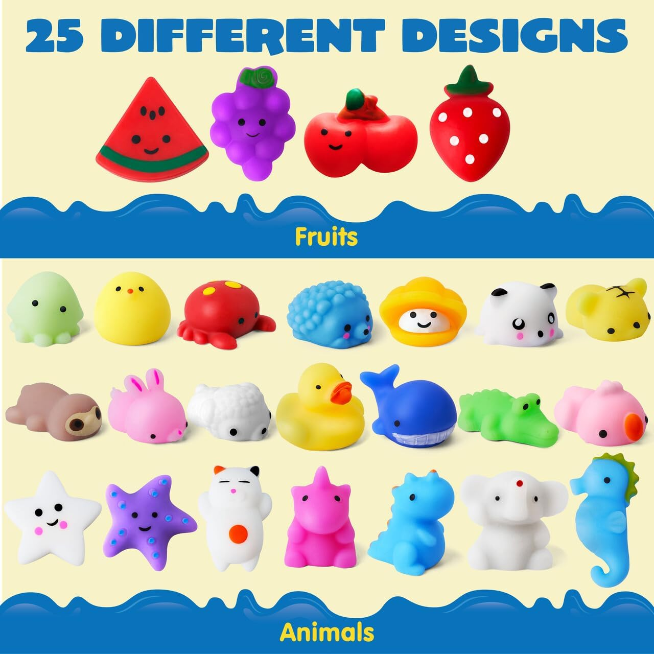 JOYIN Mochi Squishy Toys Set, Random 25 Pack Mini Mochi Party Favors for Kids, Kawaii Squishy Toy Stress Relief Toys, Goodie Bags Fillers with Storage Box, Classroom Prizes image number 1
