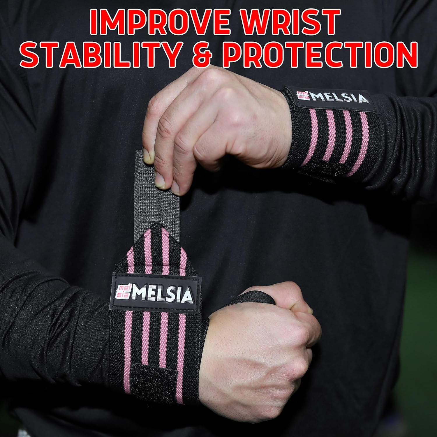 Wrist Wraps Support Brace for Weightlifting, Powerlifting, Bodybuilding & Gym Training, Adjustable Straps with Attached Thumb Loops, Ergonomic Design for Men and Women (Pink Stripes) - Pink Stripes image number 5