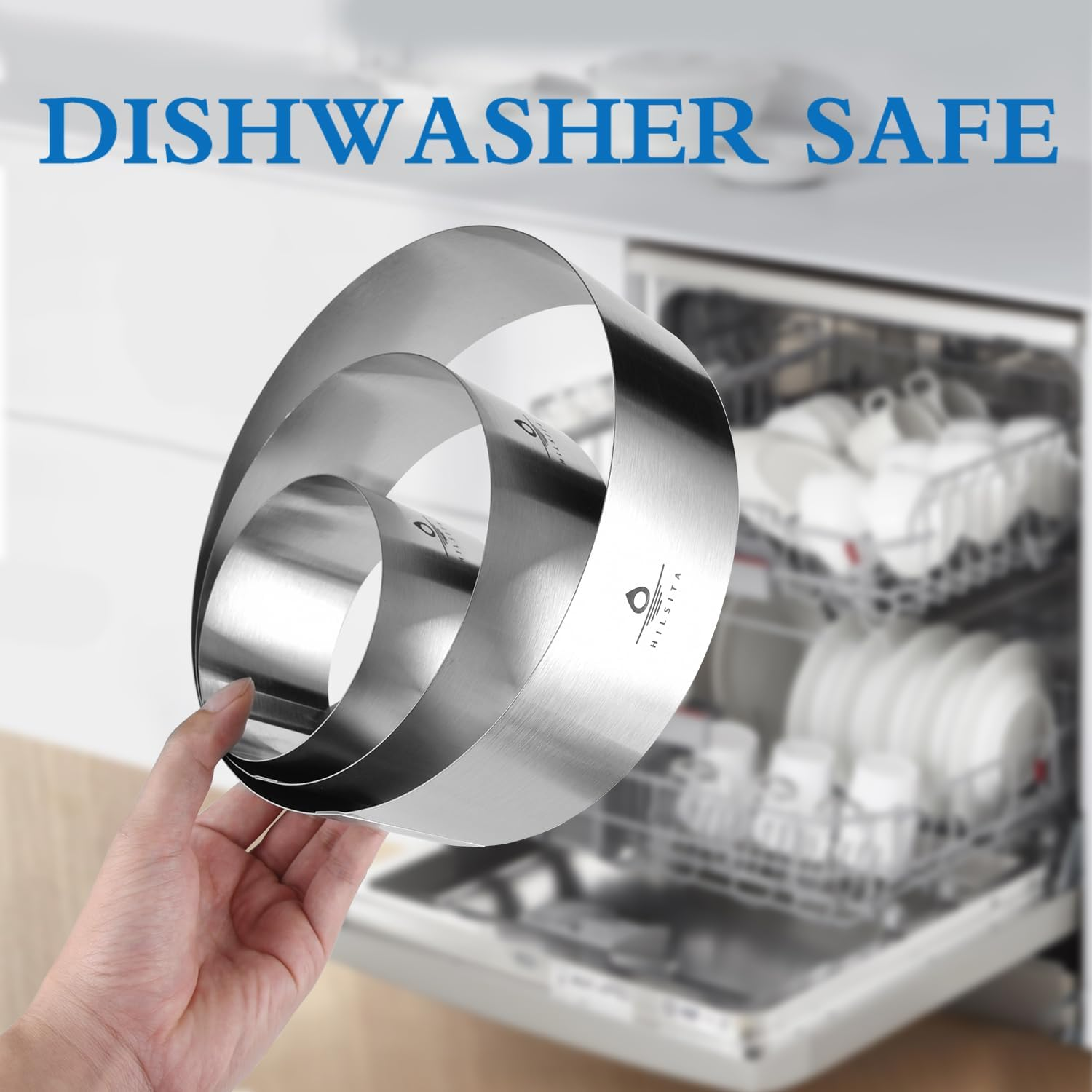 Hilsita 3Pcs Cake Molds for Baking, Stainless Steel Mousse Cake Rings, Mousse Ring Mold round for Bakeware Tools-4/6/8In (3.94''H) (2.36''H) image number 1