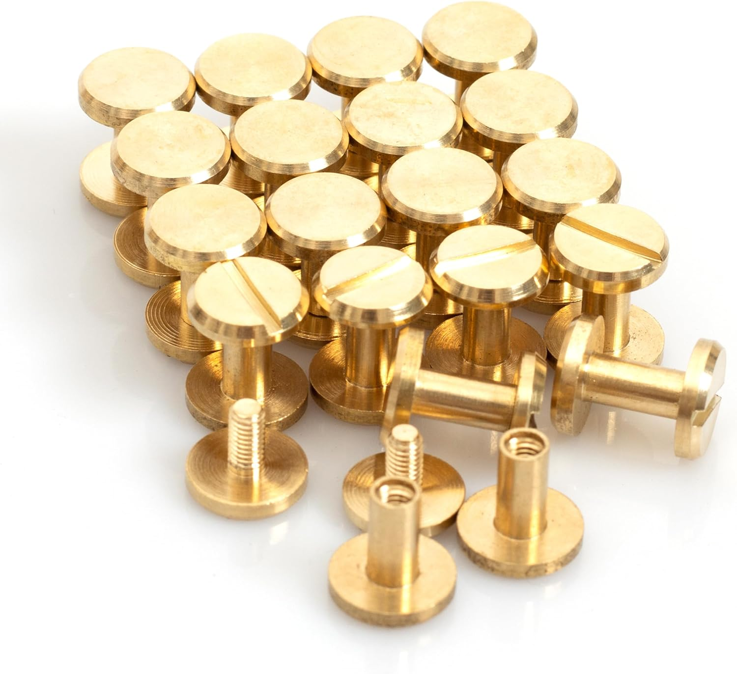 Brass Chicago Screws 10&times;4&times;8Mm 20Pack Rivets Bookbinding Stud Screws Nail Rivet Flat Head Screwing Fasteners Screw Posts Chicago Screw DIY Purse Collar Belt Shoes Case Jean Leather image number 2