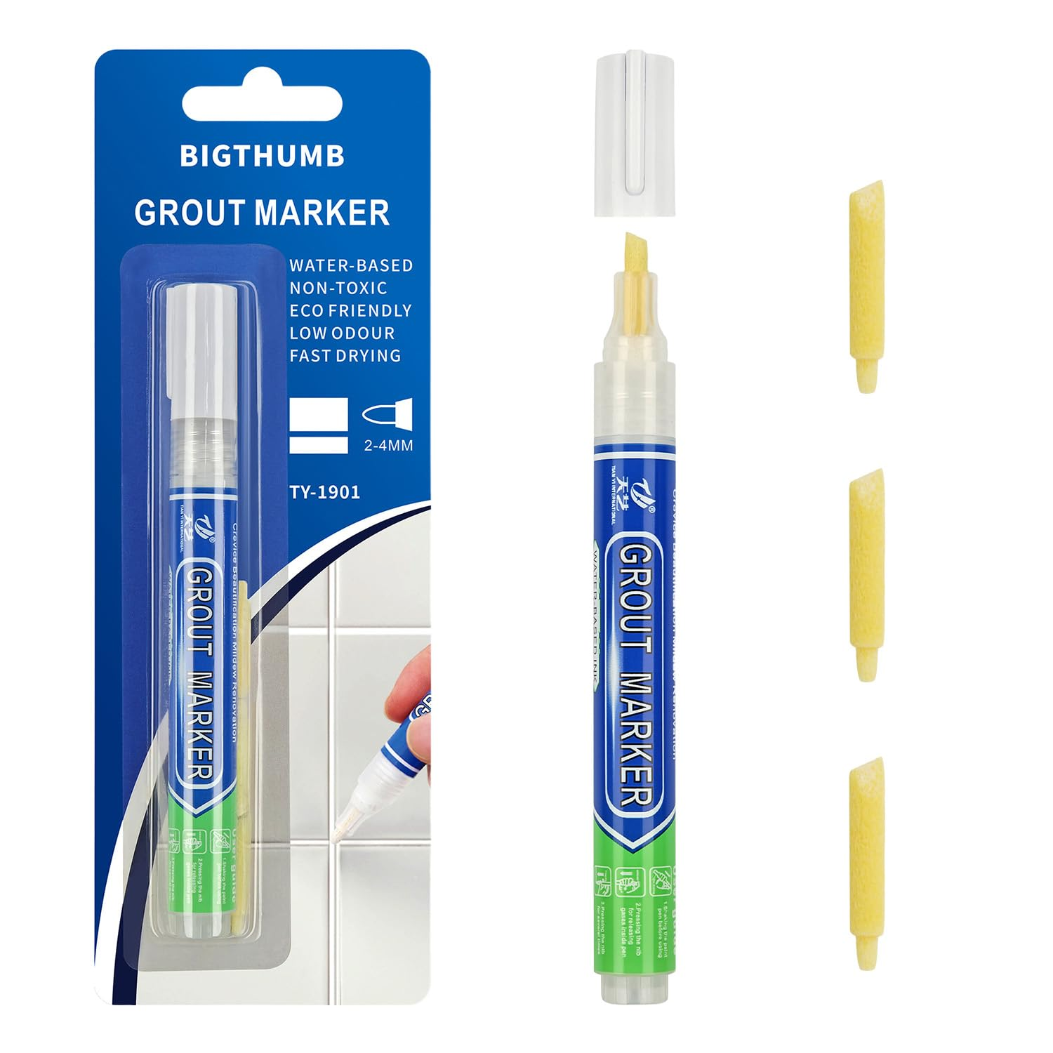 Kaoruo Grout Pen &ndash; White Tile Grout Repair & Restore Marker, Water-Based Grout Reviver for Tile, Marble & Mosaic image number 5