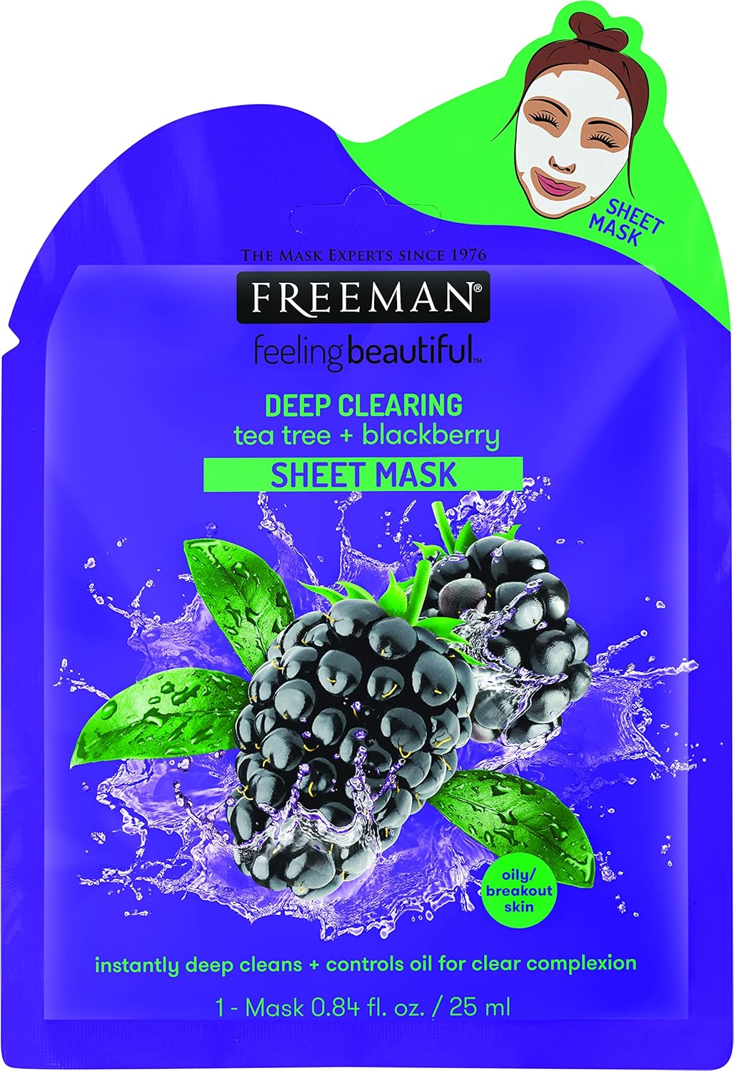 Freeman Feeling Beautiful Tea Tree & Blackberry Sheet Mask 25ML, 300 Gram