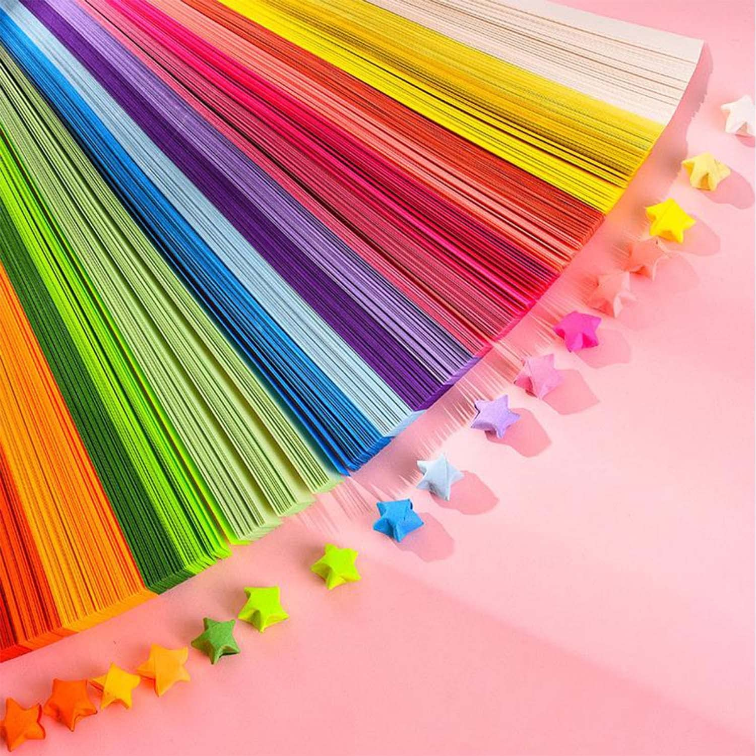 1000 Sheets Star Origami Paper ,20 Assortment Color Star Strip ,Double Sided Origami Stars Paper ,Solid Color Decoration Strips, DIY Hand Art Crafts image number 3