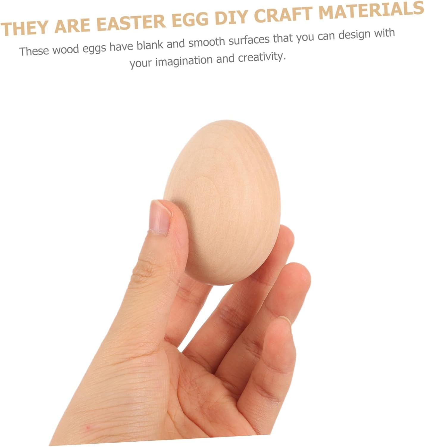 Kisangel 6Pcs Unfinished Wood Eggs for Crafts Fake Chicken Eggs for Easter Decorating with Smooth Surfaces for Painting and Home Decor Safe and Sturdy Art Supplies image number 3