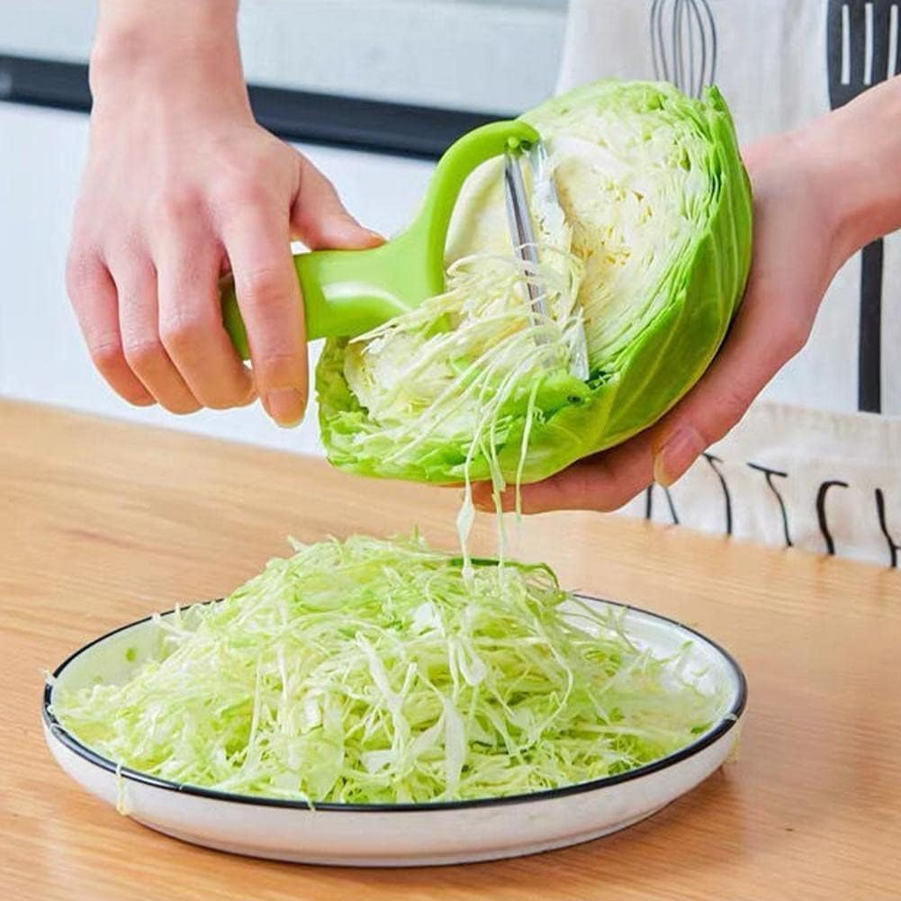 2PC Green Cabbage Shredder,Vegetable Cutter Cabbage Slicer,Stainless Steel Fruit Vegetable Potato Peeler Cabbage Graters Kitchen Must Have for Home Restaurants 18 * 12Cm image number 5