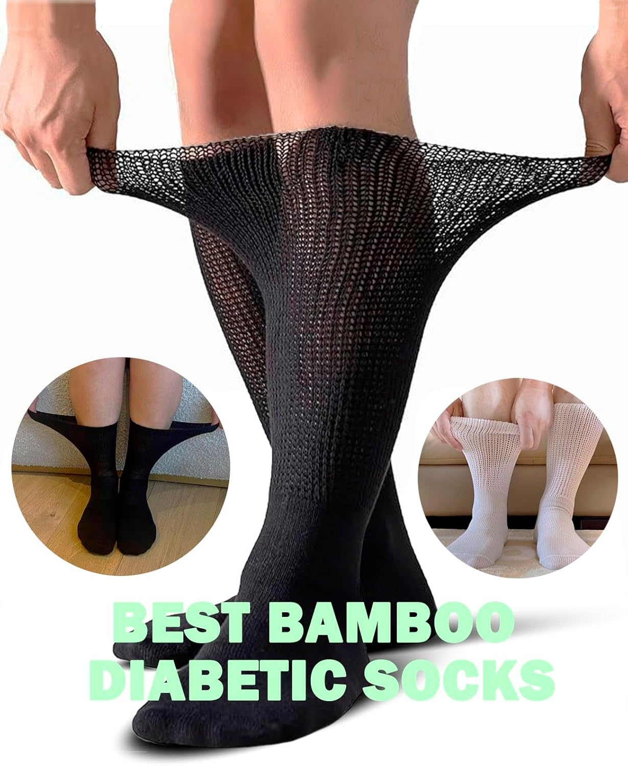 Rolxmed Bamboo Socks Natural Fiber Mositure Wicking Breathable for Casual/Business/Dress/Diabetic Men Women [6Pairs, Size 7-11 ]