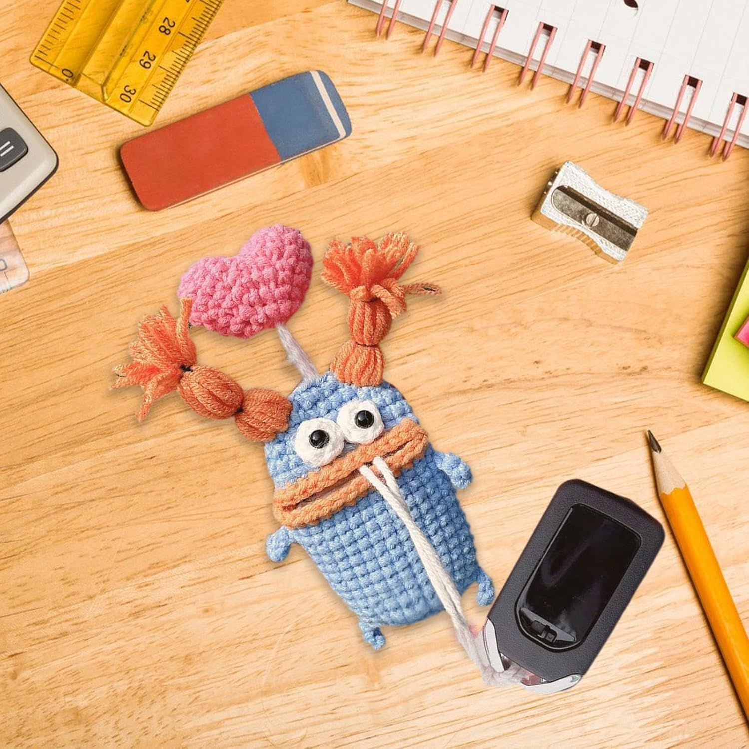 Key Fob Pouch Crochet Large Sausage Mouth Key Case Holder Creative Cute Key Case Lovely Pure Crochet Key Pouch Handmade Woven Keychain for Home Keys Sausage Mouthpiece Key Cover - C image number 6