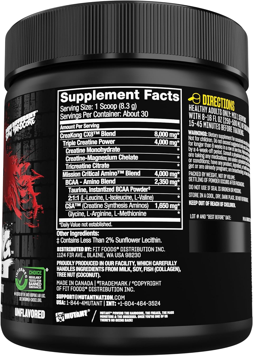 MUTANT CREAKONG CX8 | Advanced Creatine Multiplier | Creatine + Amino Acid Supplement - 249 G | 30 Serving image number 2