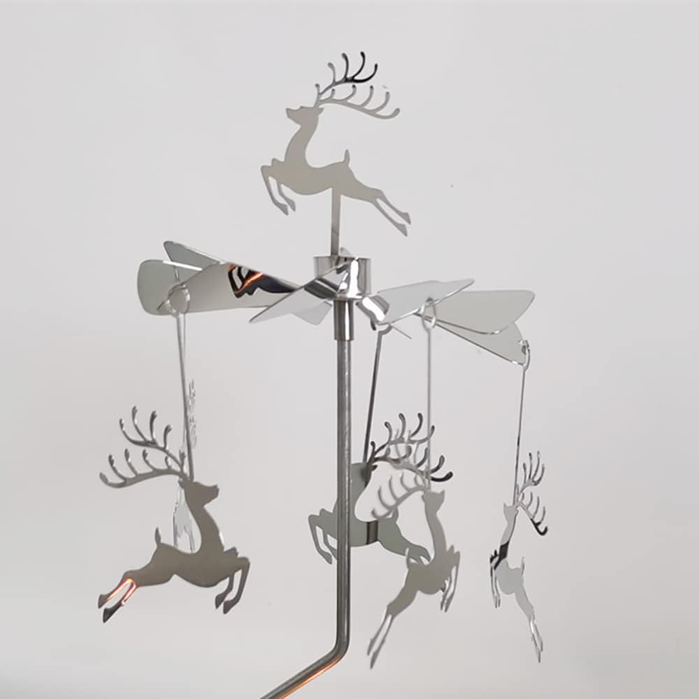 Kingnero Rotary Candle Holder Spinning Candleholder Tea Light Candle Powered Carousel Small Gift (Reindeer) image number 5