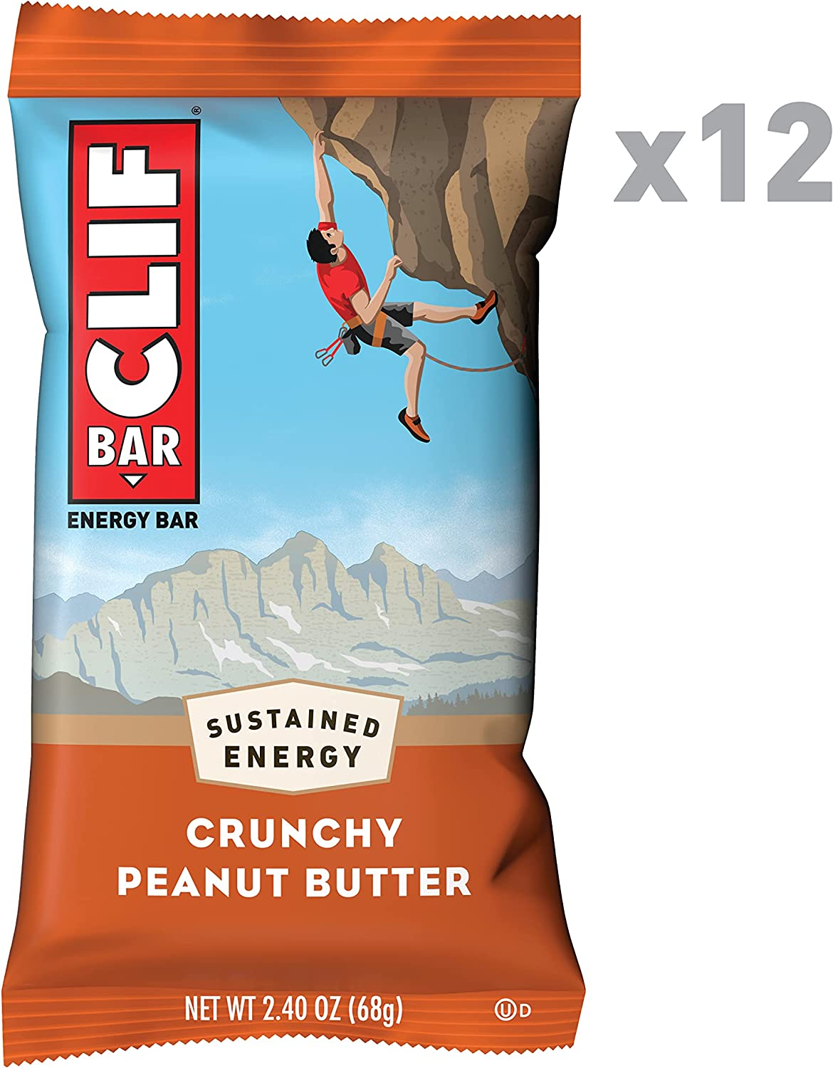 CLIF BAR - Crunchy Peanut Butter - Made with Organic Oats - Non-Gmo - Plant Based - Energy Bars - 68G. (12 Pack)
