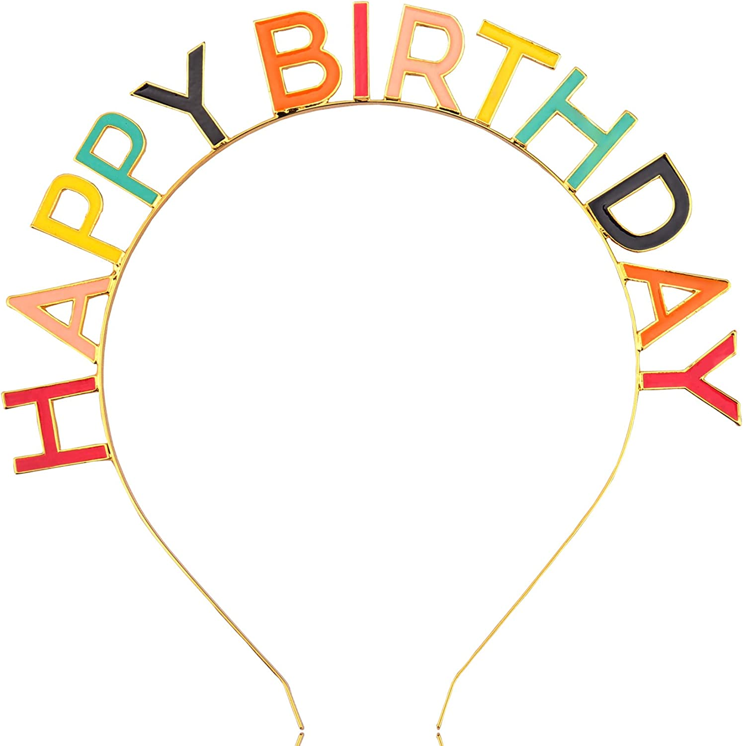 Happy Birthday Crown Rainbow Alloy Headband Birthday Headpiece for Women Girls Birthday Gift and Party Decorations Colorful image number 1