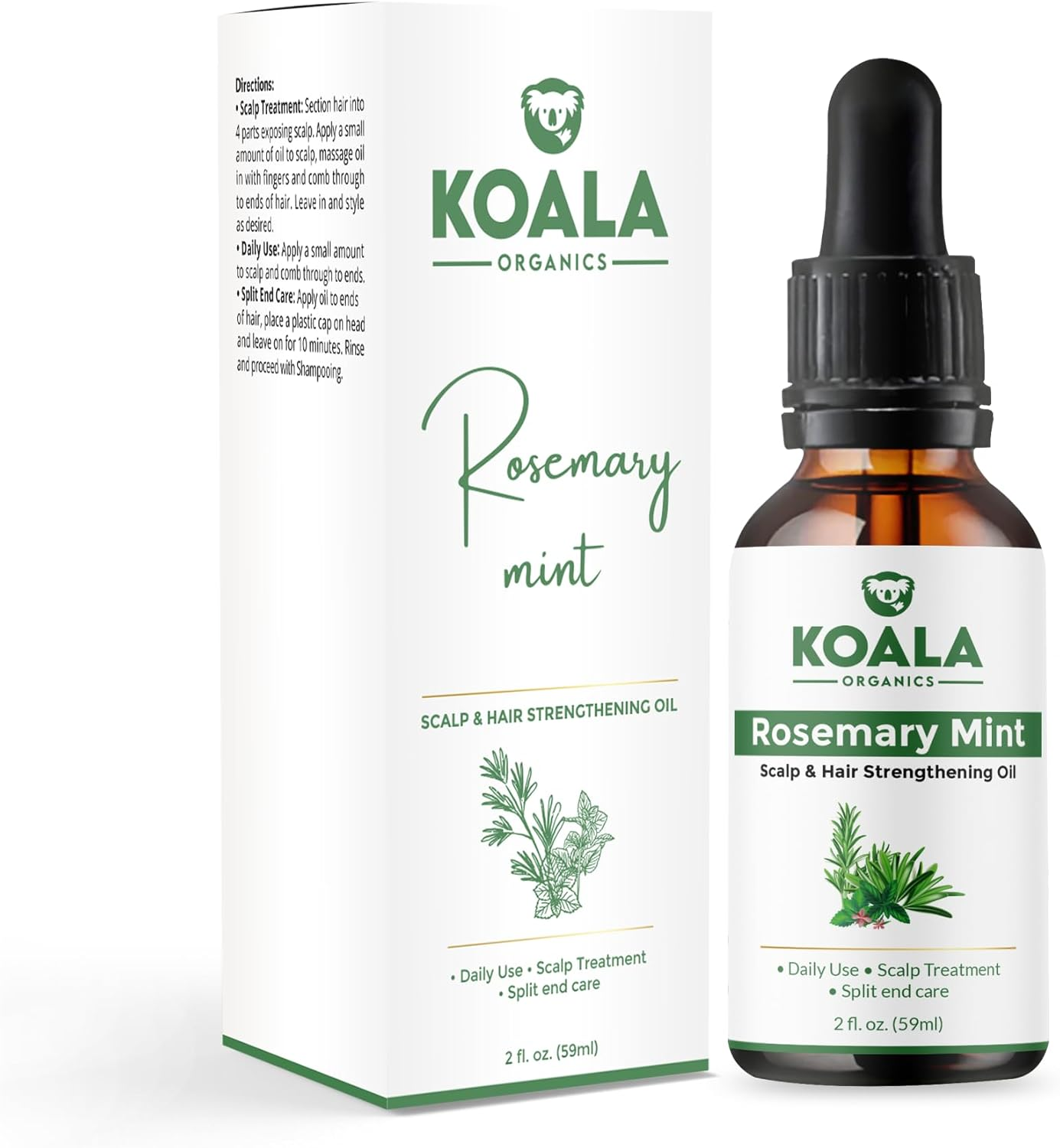 Koala Organics Rosemary Mint Scalp and Hair Strengthening Oil | Shop Local | Australia-Owned Brand | Hair Oil with Biotin & Natural Oils | Jojoba + Castor Blend | 59 ML image number 2